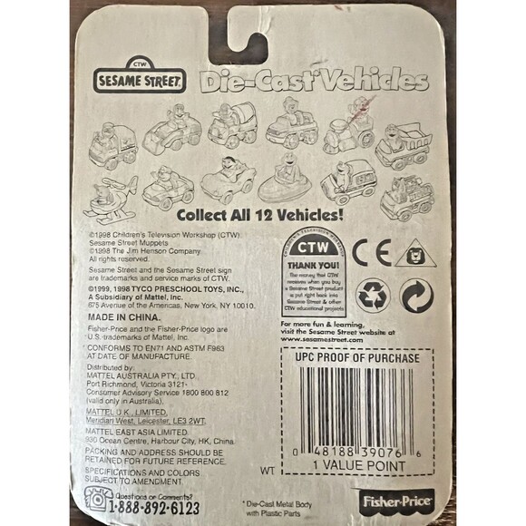 Fisher Price 1998 Sesame Street Count's Mobile Die-Cast Vehicle NIP - Picture 4 of 8